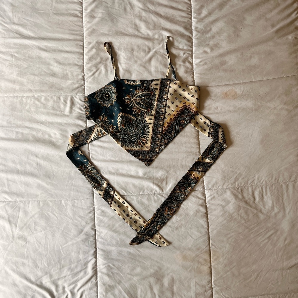 Boho Paisley Silk Bandana Top